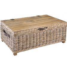 White large rectangle wicker coffee table with lift top. Grey White Washed Natural Rattan Coffee Table With Storage Manila