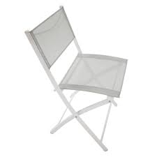 Chaise Pliante Acier Textilene Gris Blanc Mobilier De Jardin La Foir Fouille