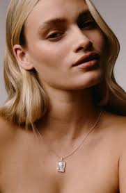 Freya Rose Rectangle Silver Woman & Moon Necklace