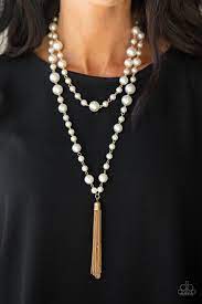 Social Hour Gold Pearl Necklace Necklace Earring Set Matching Earrings Gold Pearl Necklace