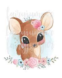 Baby Deer Clipart Fawn Art Baby Deer Watercolorpng Etsy Baby Animal Drawings Cute Animal Drawings Cute Animal Illustration