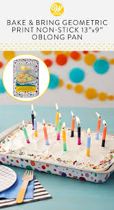 Bake And Bring Geometric Print Non Stick 13 X 9 Inch Oblong Pan Homemade Birthday Cakes Traditional Christmas Dessert Recipes Geometric Print