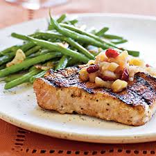 Mikes thick cut top loin pork chops over mashed potatoes mashed potatoes topped with sautee. Calvados Pan Fried Pork Chops Recipe Myrecipes