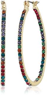 Napier Multi Colored Hoop Earrings Gold Red Red Gold Hoop Earrings Earrings