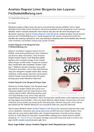 Pdf Analisis Regresi Linier Berganda Fni Statistik Malang Fni Statistik Malang Academia Edu