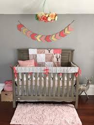 Custom Girl Crib Bedding Tulip Fawn Meadow Flowers Pebble Birch A Dbc Baby Bedding Co Baby Girl Crib Bedding Crib Bedding Girl Crib Sheets Girl