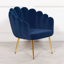 Aurora Art Deco Navy Blue Velvet Scalloped Occasional Chair Gold Legs Shell Armchair In 2020 Blue And Gold Bedroom Blue Dining Chair Blue Velvet Accent Chair
