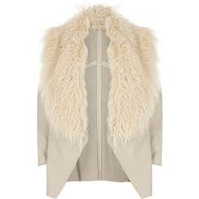 River Island Cream Faux Fur Trim Fallaway Jacket 190 Liked On Polyvore Featuring Cream Faux Leather Jacket Brown Faux Leather Jacket Vegan Leather Jacket