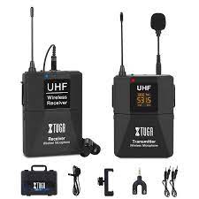 XTUGA Microfone lapela sem fio CM7/8, sistema de microfone de lapela UHF  com função de monitoramento compatível com câmeras DSLR, iPhone,  smartphones Android, tablets, usado para transmissão ao vivo, gravação Vlog  (M7) 