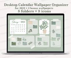 Desktop Wallpaper Organizer With Calendar 2022 Mac And Etsy In 2022 Desktop Wallpaper Organizer Calendar Organization Etsy Printables