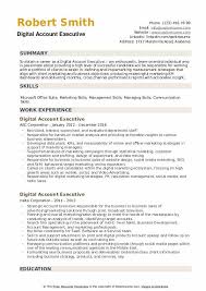 Executive description resume advertising account job for. Digital Account Executive Resume Samples Qwikresume