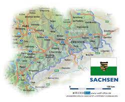 Klicken sie auf die karte, um die höhe anzuzeigen. Karte Von Sachsen Bundesland Provinz In Deutschland Welt Atlas De