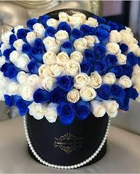 White Blue Roses For All The Dads Today In 2020 Blue And White Roses Unique Flower Arrangements Blue Roses