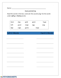 hard and soft g worksheet