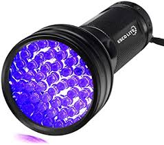 Amazon Com Escolite Uv Flashlight Black Light 51 Led 395 Nm Ultraviolet Blacklight Detector For Dog Urine Pet Stains And Bed Bug Sports Outdoors