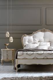 Ornate Carved Italian Rococo Button Upholstered Bed Classic Bedroom Furniture Upholstered Beds Italian Bedroom
