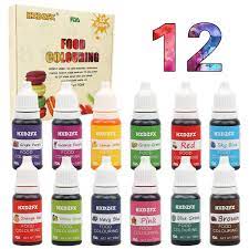 Amazon Com Food Coloring 12 Color Rainbow Fondant Cake Food Coloring Set For Baking Decorating Icing And Cooking Neon Liquid Food Color Dye For Slime Making Kit And Diy Crafts 35 Fl Oz 10ml Bottles