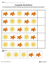 kindergarten patterns printable worksheets myteachingstation com