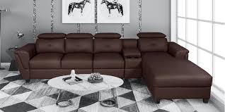 The durability and strength of an l shaped sofa designed with wooden material is truly unmatched. Buy Impero Lhs L Shape Sofa With Adjustable Headrest In Dark Brown Colour By Vittoria Online Contemporary Lhs Sectional Sofas Sectional Sofas Furniture Pepperfry Product