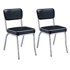 Maybe you would like to learn more about one of these? Coaster Home Furnishings Retro Dining Room Chairs W Mid Century Design And Open Back And Leatherette Upholstered Cushion Black And Chrome Set Of 2 Target