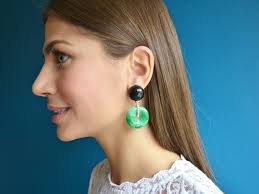 Green Jade Earrings, Statement Gemstone Earrings, Pink Coral Earrings, Semi Precious Stones Earrings, Gift for Her