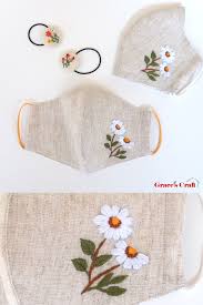 Sewing tutorial on a face mask from fabric plus a free pattern pdf. Wildflower Face Mask Hand Embroidered Face Mask Designer Etsy Hand Embroidery Designs Hand Embroidery Videos Flower Embroidery Designs