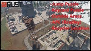 At the end of the corridor, go left and interact with the terminal. How To Loot Launch Site Jump Puzzle Keycard Puzzle Bradley Apc And Recycler Rust Youtube