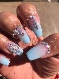 Blue's clues acrylic powder, nails, glitter mix, loose glitter, blue. Matte Blue Ombre Acrylic Nails Matte