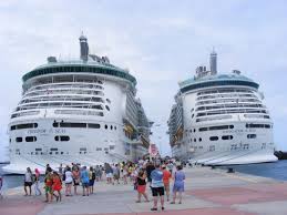 Freedom Of The Seas Vs Allure Of The Seas Rci Freedom Of The Seas And The Navigator Of The Seas At The Pier In St Maarten Navigator Of The Seas Freedom Of The Seas Royal Caribbean Ships