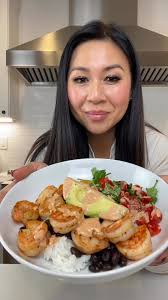 High Protein Chipotle Shrimp Bowl. I cooked my shrimp in garlic, paprika,  chili powder and salt. Served the shrimp over rice and canned black beans  and tomato cilantro salsa. Topped with avocado and ...
