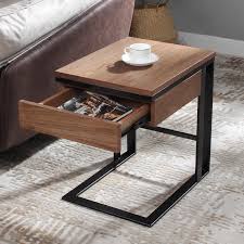 It's made from solid acacia wood and has a natural brown finish that shows off the wood's unique grain color variation. Lawton Walnut Solid Wood Side Table For Living Room With Drawer Woodern Tea Table End Table Square Coffee Tables Aliexpress