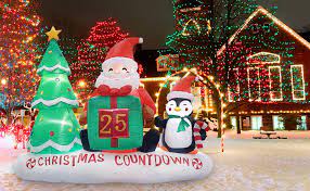 This santa claus on sleigh with three reindeer christmas inflatable is great for decor in and out of the home. Meland Inflatable Christmas Decorations With Xmas Tree Santa Claus Amp Penguin Inflatable Christmas Decorations Christmas Decorations Inflatable Decorations