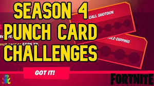 How to get all 64 punch cards in fortnite season 4 (all list of punch card challenges) ▻ support us by using our creator code How To Get All Punch Cards In Fortnite Season 4 All List Of Punch Card Punch Cards Fortnite Card Challenges