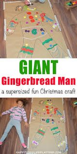 This gingerbread man activity for preschoolers is great for little hands. Giant Gingerbread Man Craft Happy Toddler Playtime