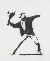Some days you feel as if you are floating over the. Banksy Love Is In The Air 2001 Mutualart