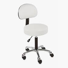 Reclining eyebrow beauty chair with footrest and finished in black upholstery. Sibel Comfort White Beauty Stool Direct Salon Furniture