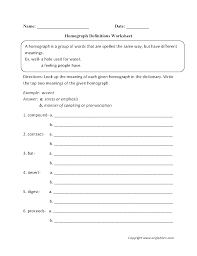 Homograph Worksheets Homographs Worksheets Word Problem Worksheets