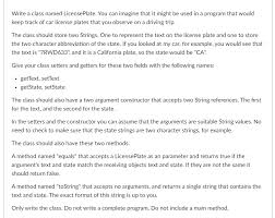 How to track a license plate. Write A Class Named License Plate You Can Imagine Chegg Com