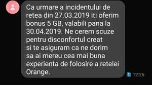 Ne cerem scuze pentru disconfortul creat. Mesajul Primit De Clientii Orange Dupa Caderea De Retea De Acum Cateva Zile Mobile