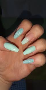 Mint Nails Mint Nails Mint Acrylic Nails Ombre Nails Glitter