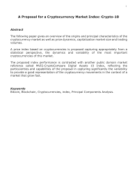 The book begins with a brief and simple introduction to what bitcoin is and 5 methods you can use to get bitcoins. Pdf A Proposal For A Cryptocurrency Market Index Crypto 10 2