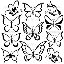 Butterflies Black Contours Easy Butterfly Drawing Butterfly Drawing Simple Butterfly