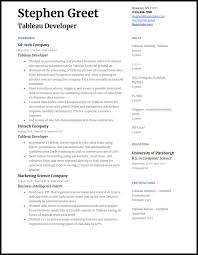 tableau developer resume samples for 2020