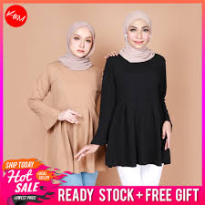 Bahan babyterry,blouse lingkar dada 98cm panjang 60cm,rok lingkar pinggang 92cm panjang 90cm,rok pinggang karet,mudah menyerap. Km Women Yuna Plus Size Cutting Ready Stock Elegant Peplum Muslimah Blouse Wanita Baju Size Besar B29865 Shopee Singapore