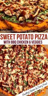 Who Says Pizza Can T Be Healthy Our Famous Bbq Chicken Sweet Potato Pizza Is Gluten Fre In 2021 Sweet Potato Pizza Stuffed Sweet Potato Healthy Pizza Recipes Homemade