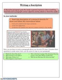 He writes and edits for. Writing A Tv Show Description Interactive Worksheet English As A Second Language Esl Relative Clauses Worksheets
