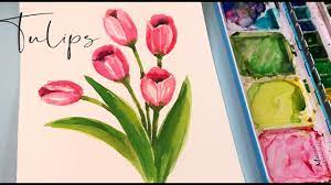 In this easy watercolor tutorial i will show you how to paint a tulip with watercolor paints on 140# cold pressed paper. Tulip Painting Step By Step Tutorial Easy Watercolor Tulips Painting Floral Friday Youtube