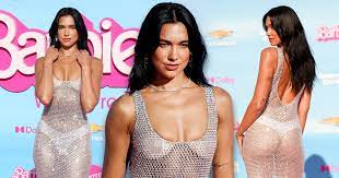 Dua Lipa nearly-naked in sheer dress at Barbie premiere in LA ...