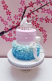 Pink Or Blue We Love You For A Baby Shower Desserts Cake Pink Blue