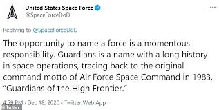 Armed forces, and is one of the eight u.s. Social Media Goes Wild With Memes After Unveiling Of Space Force Guardians Daily Mail Online